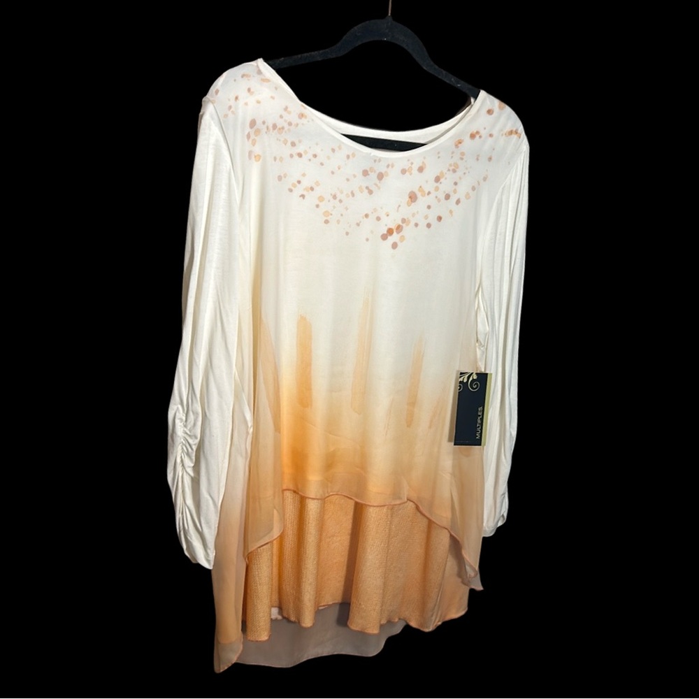 Multiples‎ brand peach and white blouse. New with tags